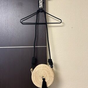 Wicker Crossbody Bag with Tassel